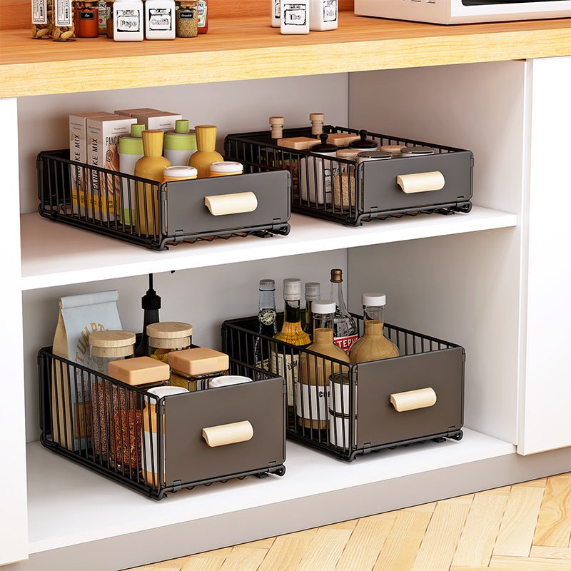 Tiroir Coulissant Extensible 30-47 Cm - Sans Perçage, Pour Cuisine, Dressing, Salle De Bain, Noir