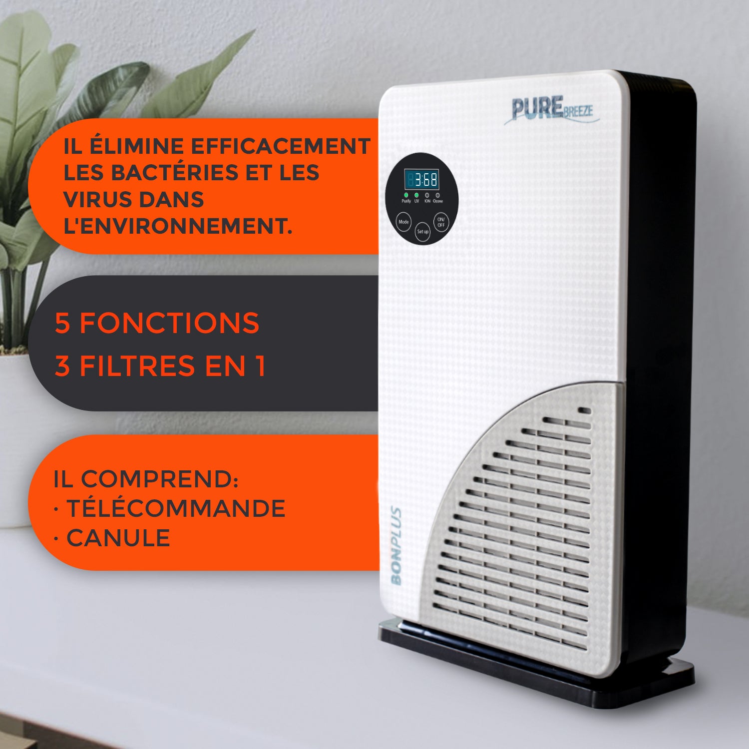 Bonplus BP | Purificador de ar | Purificador de Ar | Filtro HEPA | Filtro de Carvão Ativado | Filtro fotocatalisador | Purificação do ar 99,9% - 2