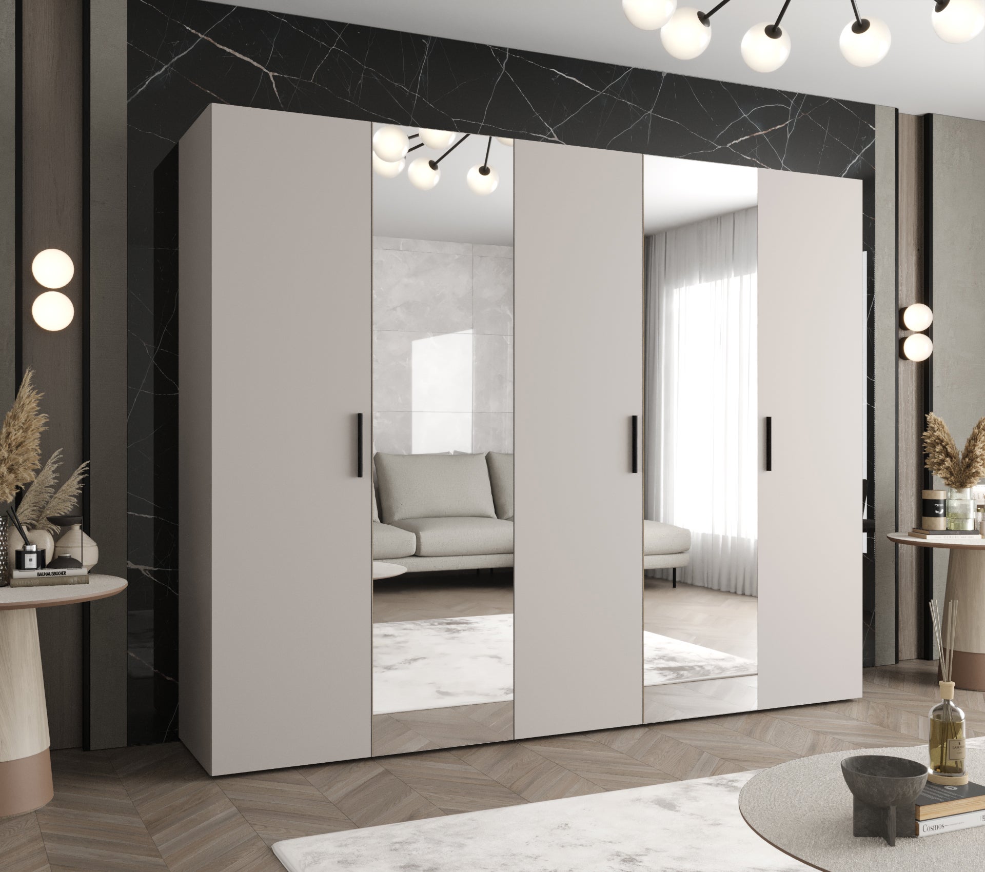 Szafa uchylna otwierana Bari 2 250 x 52 x 202 cm kaszmir + u. czarny Abiks Meble - 2