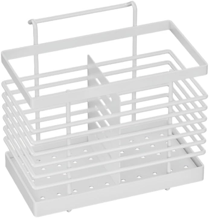 Wieszak na sztućce montowany na ścianie - Stojak na pałeczki - Metalowy - 16 x 15 x 10 cm - Biały