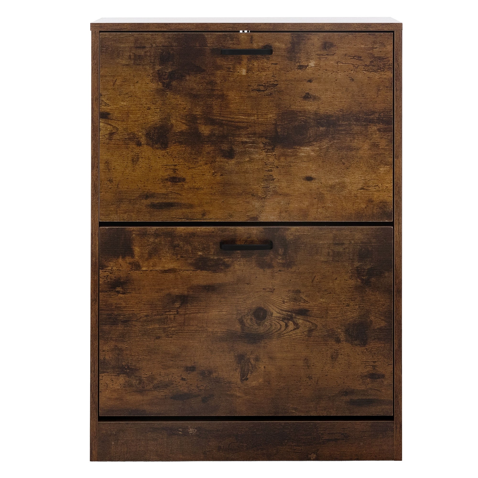 Armoire à chaussures avec 2 compartiments étagère rangement à chaussures marron - 2