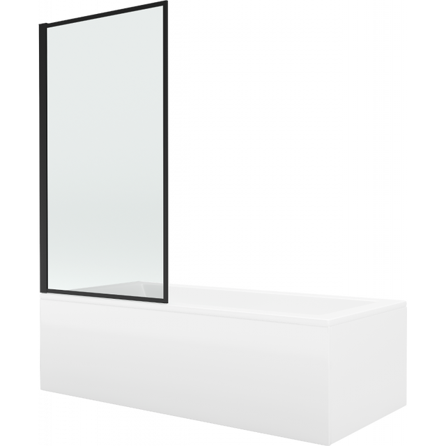 Mexen Cubik baignoire rectangulaire 170 x 70 cm avec habillage et paravent 1 volet 80 cm, motif noir fix - 550317070X9308007070