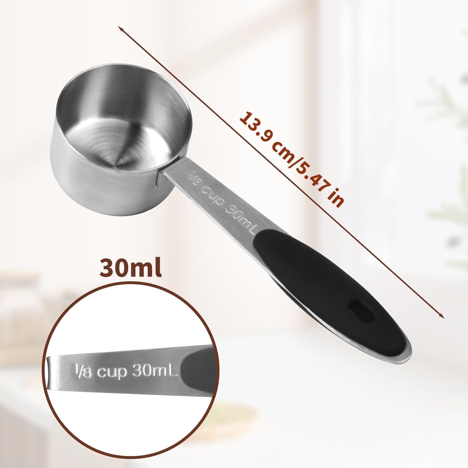 Set Da 2 Misurini Per Caffè In Acciaio Inox – 15 Ml E 30 Ml – Con Foro Per Appenderli – Per Caffè, Tè, Spezie E Polveri