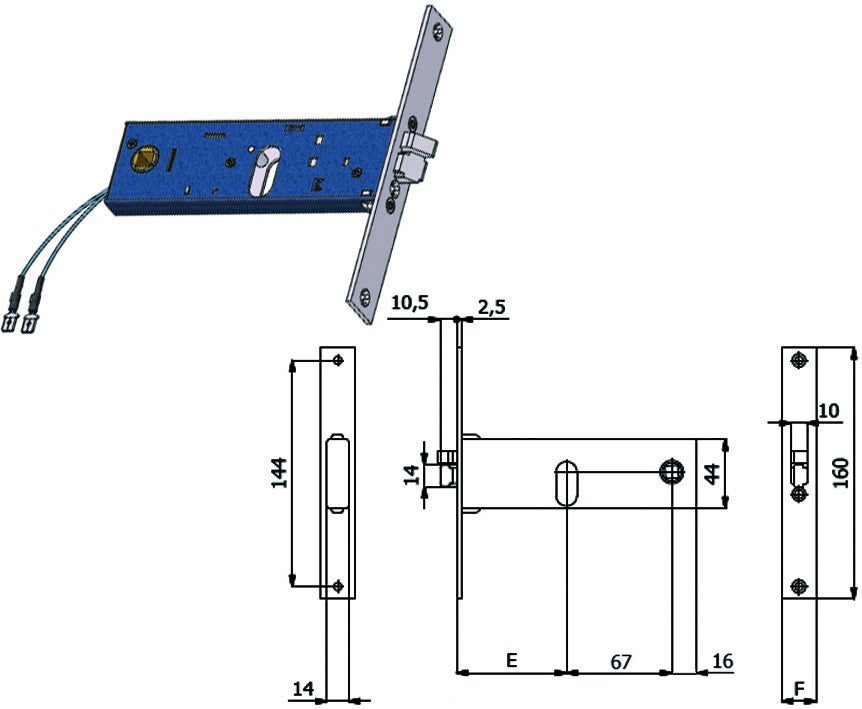 SERRURE MÉTALLIQUE APPLIQUER 52571ML MOTTURA DM M4 TRIPL+SCR IP.MM 28 E Mm 63 Dx Sx Thick Mm 10 96028289