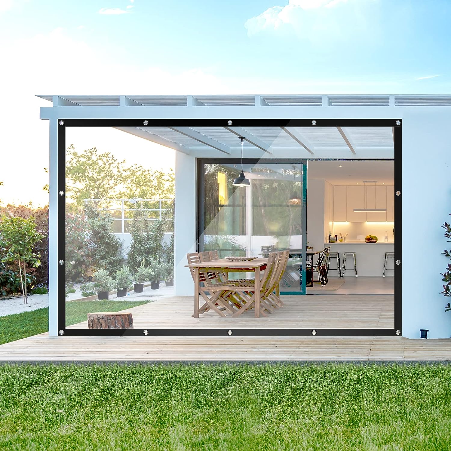 WOLTU Bâche Transparente avec Oeillets 2x3 m. Bâche de Protection Imperméable 380g/m² . PVC - 2