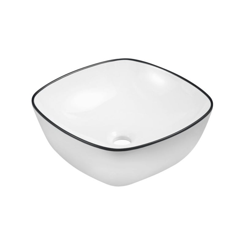 Umywalka nablatowa KR-650 WH/BL biała z czarnyą krawędzią KERRA
