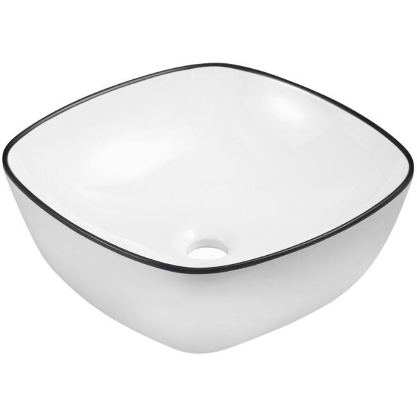 Umywalka nablatowa KR-650 WH/BL biała z czarnyą krawędzią KERRA