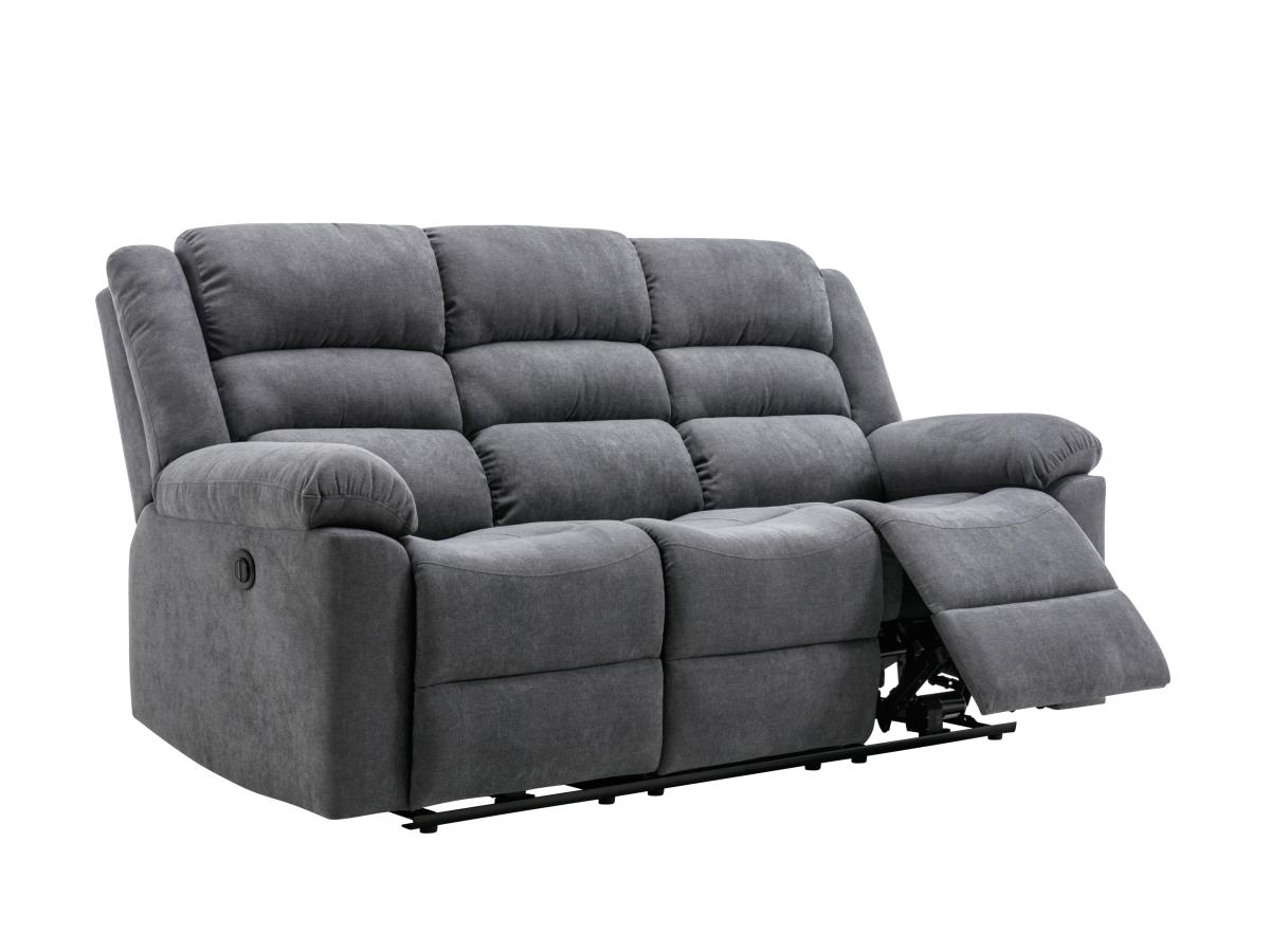 Canapé 3 places relax électrique en tissu gris BUROLO - 8