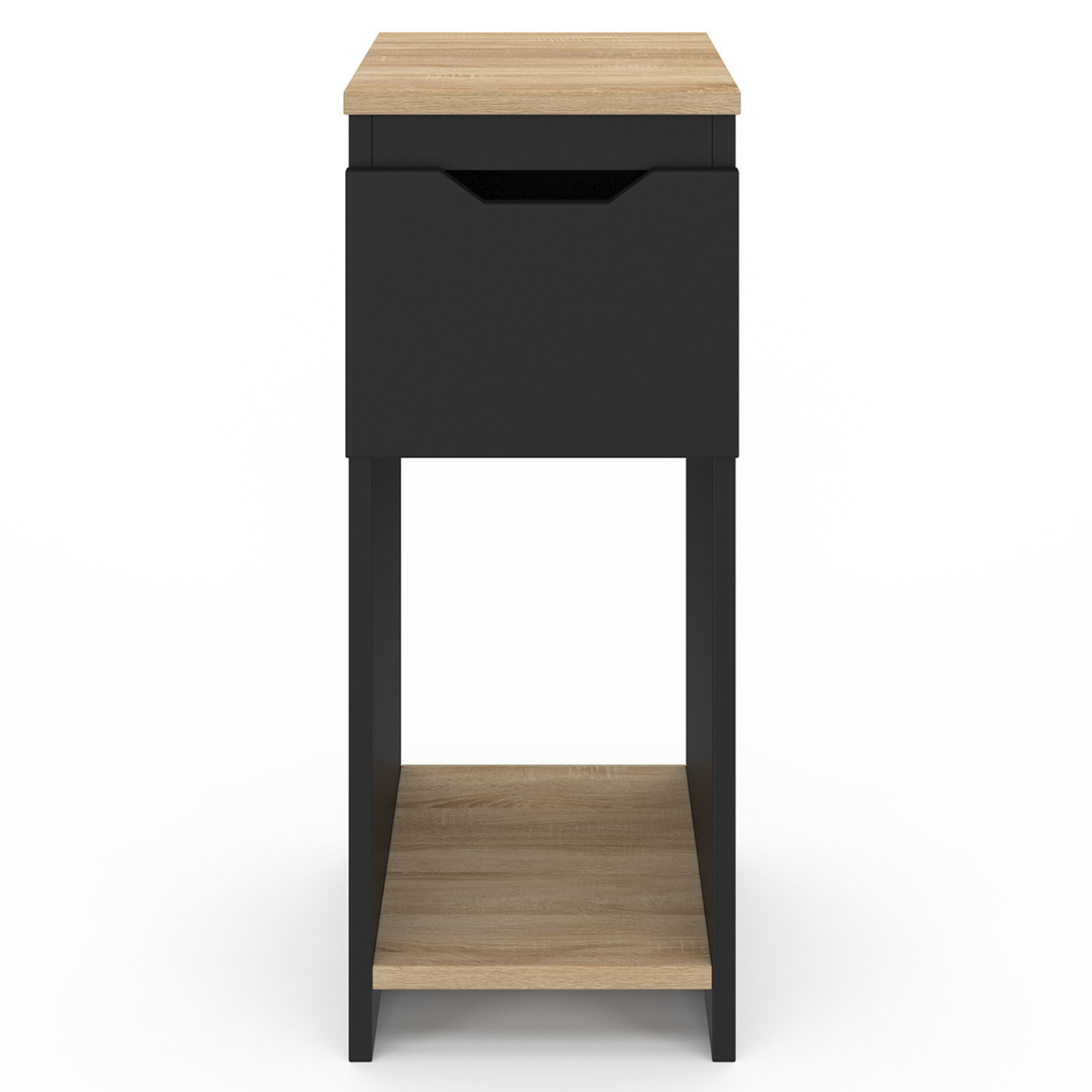Lot de 2 tables de chevet ANOUK 1 tiroir avec niche noir et bois - 3