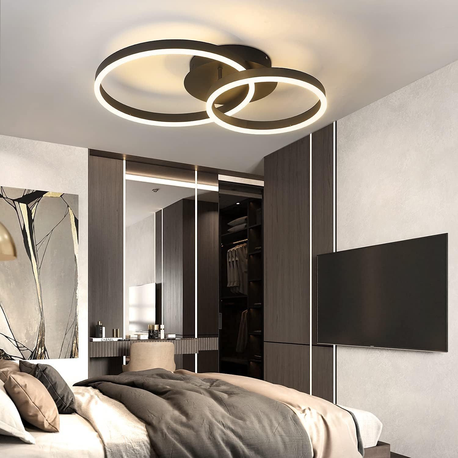 NETTLIFE Lampa sufitowa LED 46W z możliwością przyciemniania nowoczesny design lampa do salonu z pilotem do sypialni kuchnia - 8