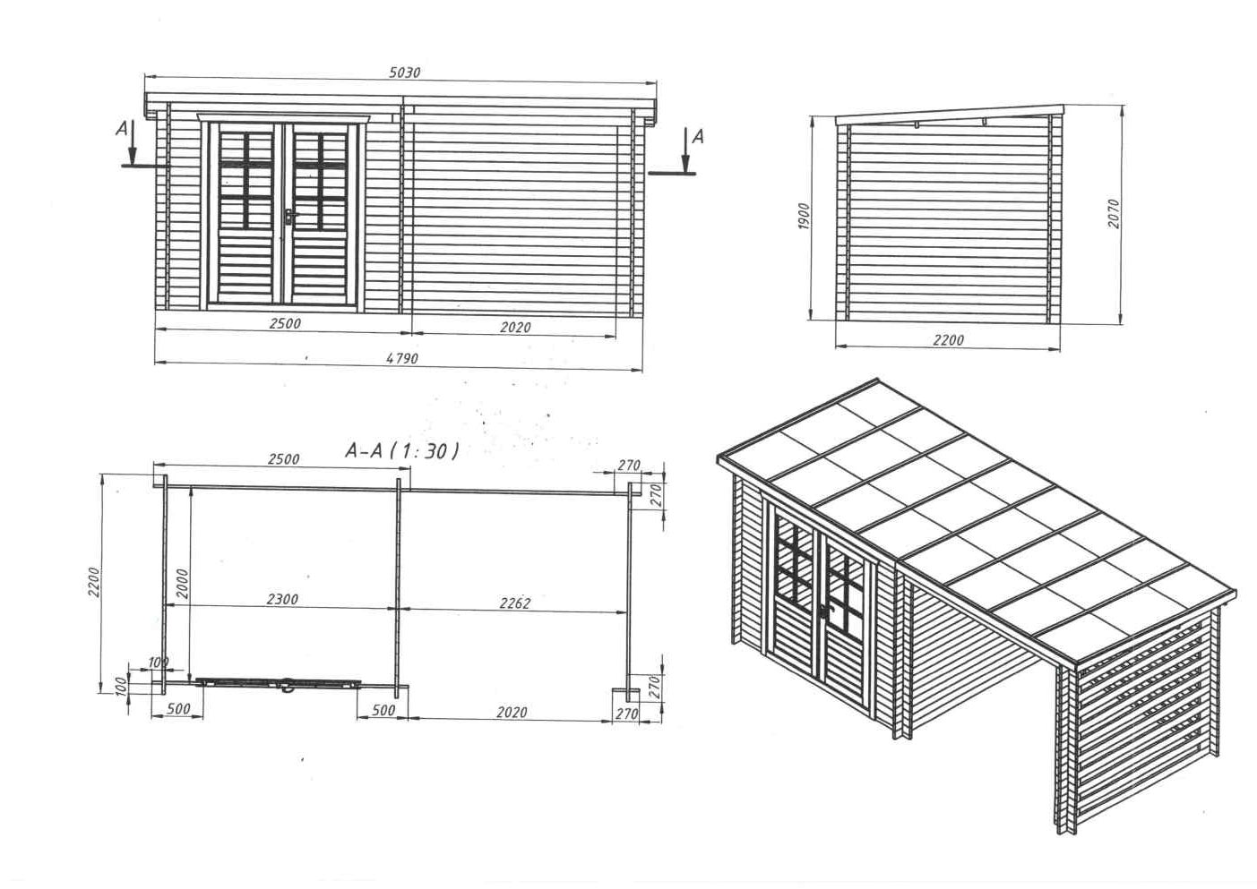 Abri de jardin double espace, 10.5m², 4790 x 2200, ep 19mm, INT046 / Ineksa - 6