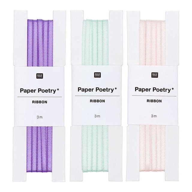 3 rubans de satin 3 m - rose poudré-violet-menthe - Rico Design