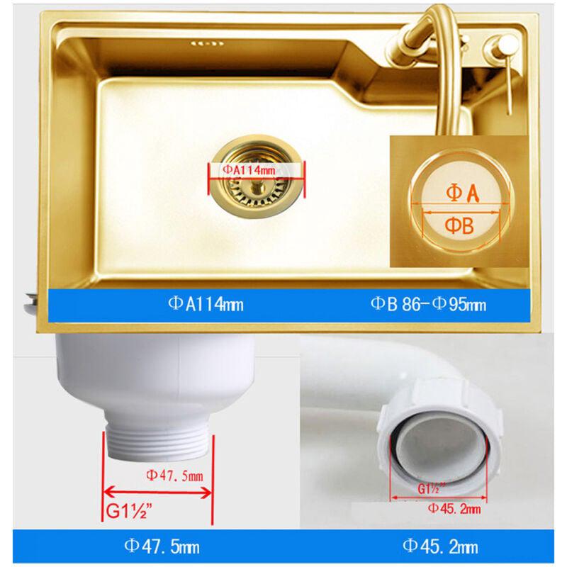 Bonde à panier en acier inoxydable pour éviers à une cuve, diamètre 114 mm, avec trop-plein rond - 3