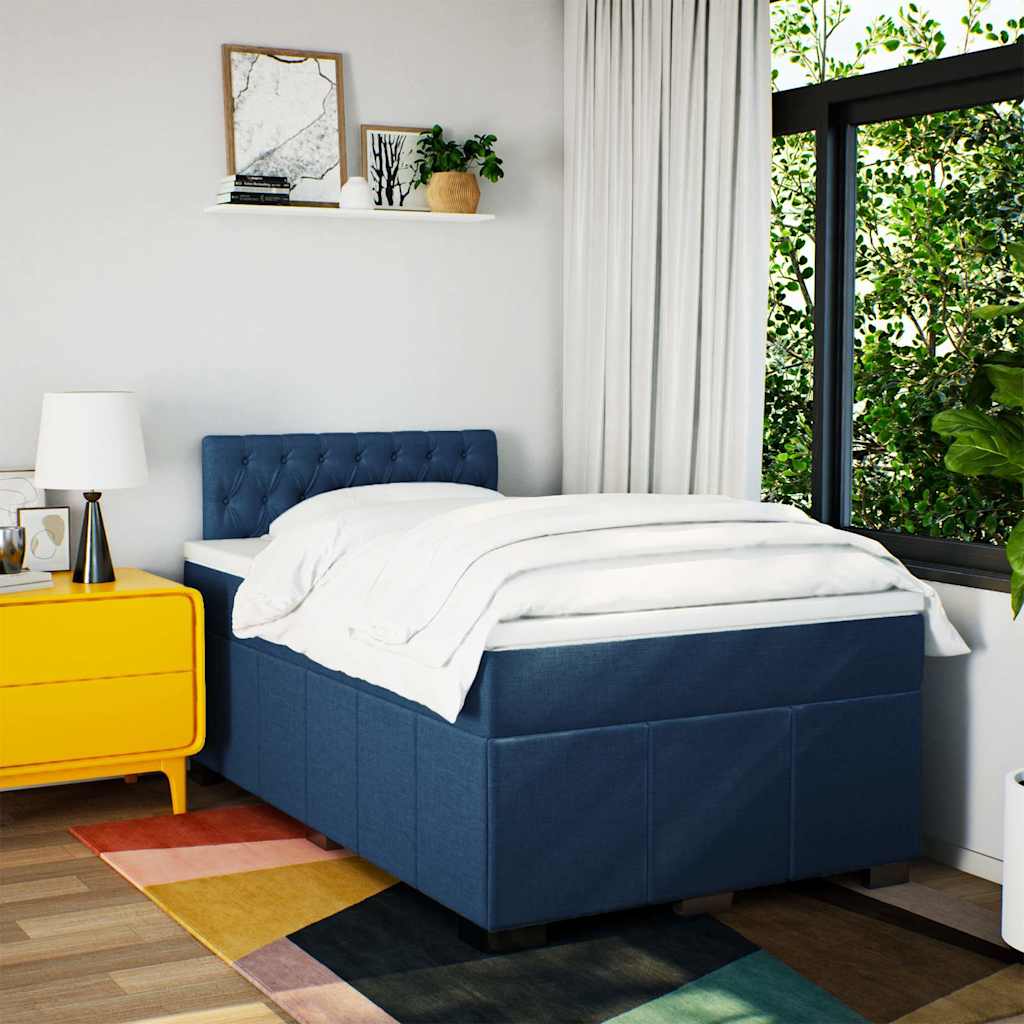 Maison Exclusive - Sommier à lattes de lit avec matelas Bleu 120x200 cm Tissu - 4