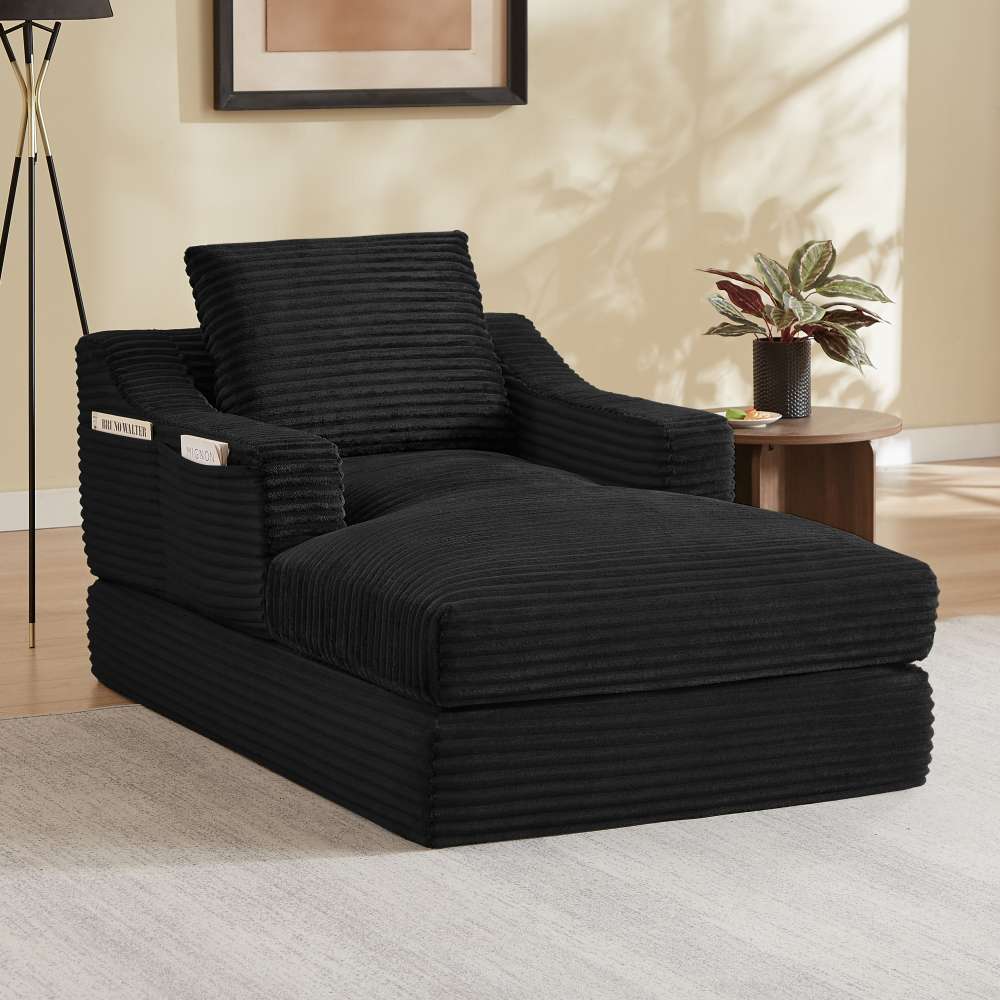 Fauteuil relax velours côtelé, design moderne, 2 couches transformable en lit, mousse haute densité, salon chambre - 2