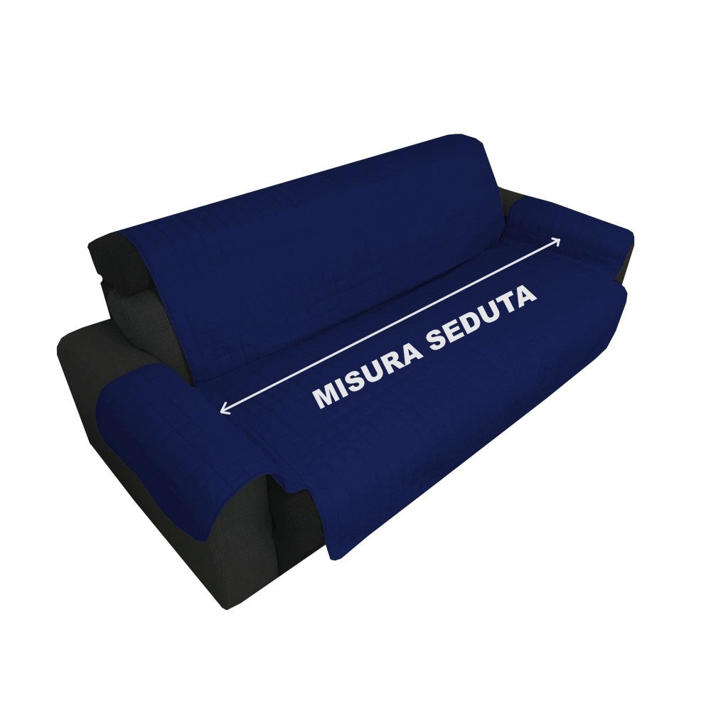 COPRIDIVANO BLU SALVADIVANO ELEGANCE ANTIMACCHIA TRAPUNTATO PIANO LISCIO BLU 2 POSTI seduta cm. 115 - 4