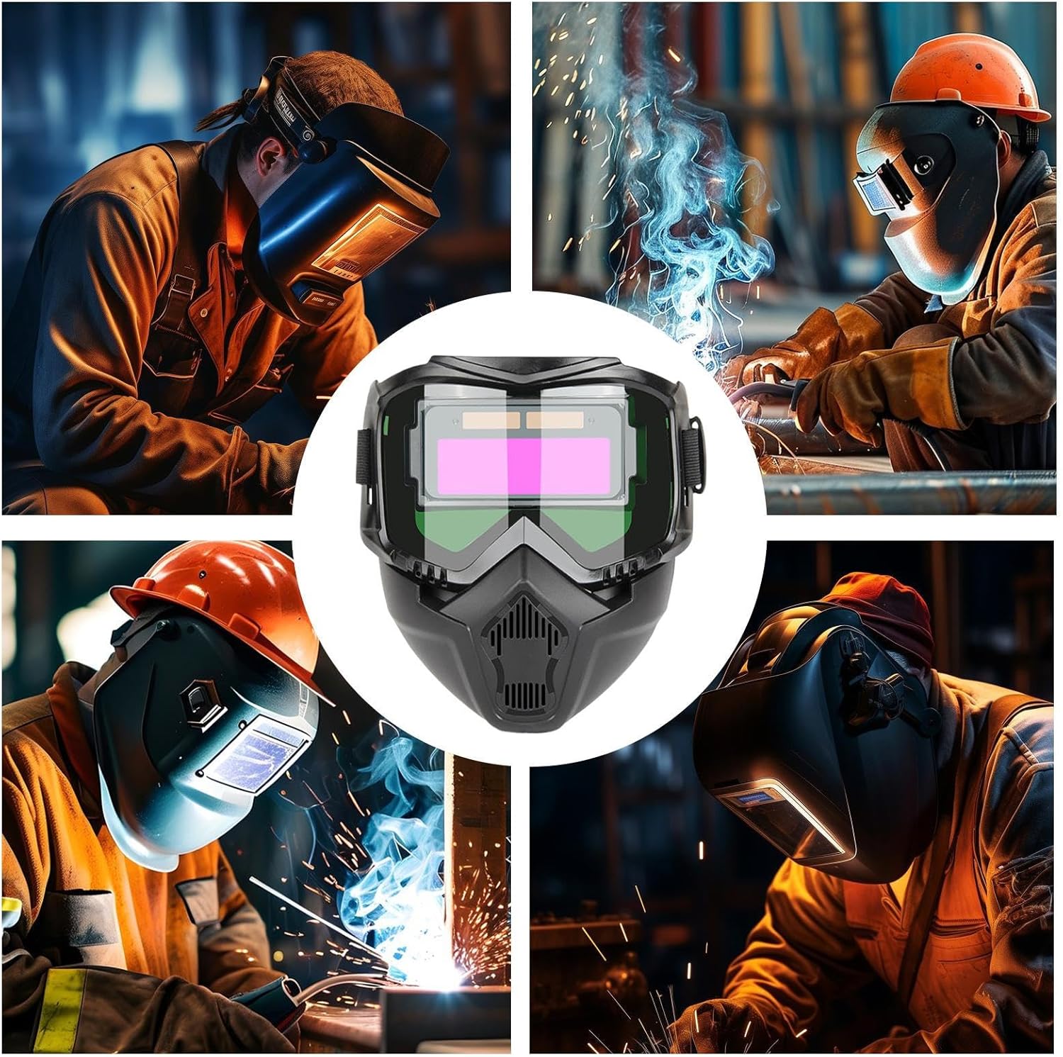 Casque de Soudage à Assombrissement Automatique, Protection Amovible pour Soudage, Masque Respiratoire pour Meulage et Soudure avec Écran de Protectio - 5