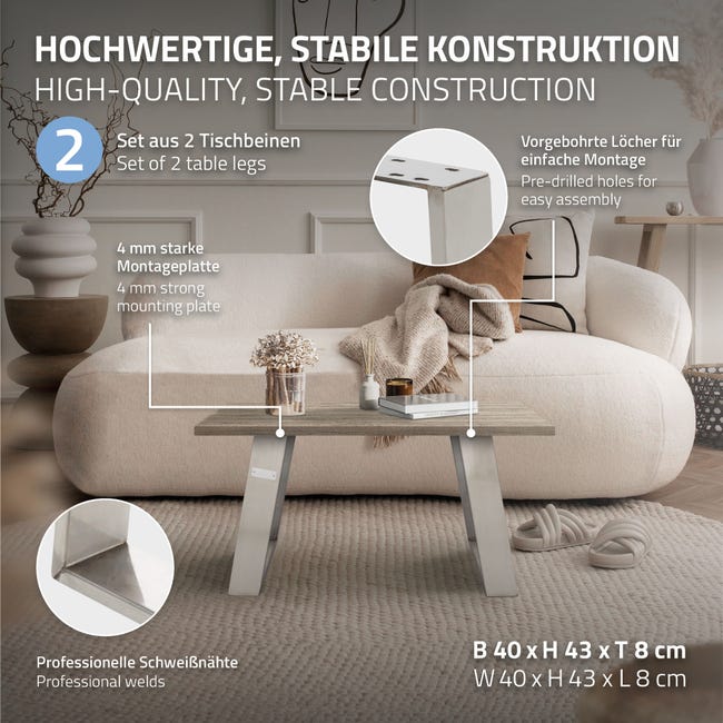 Gambe Per Mobili In Acciaio Inox - 4 Pezzi Regolabili 10-20 Cm - Per Divani, Tavoli E Armadi - Base Antiscivolo - Foto 1