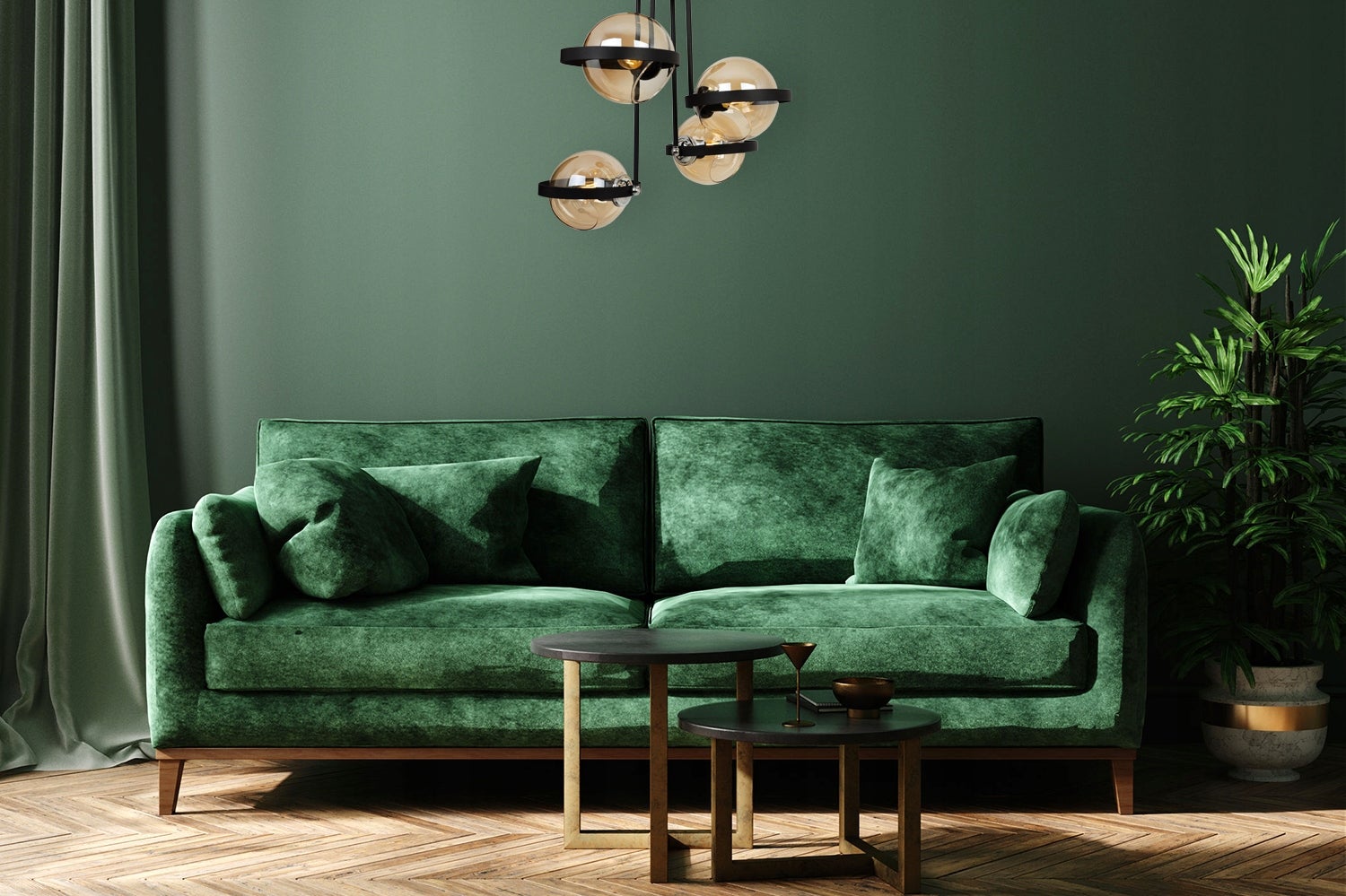 Lampa sufitowa wisząca modern 4xE27 klosz okrągły czarny/miodowy Light Home LH - 4