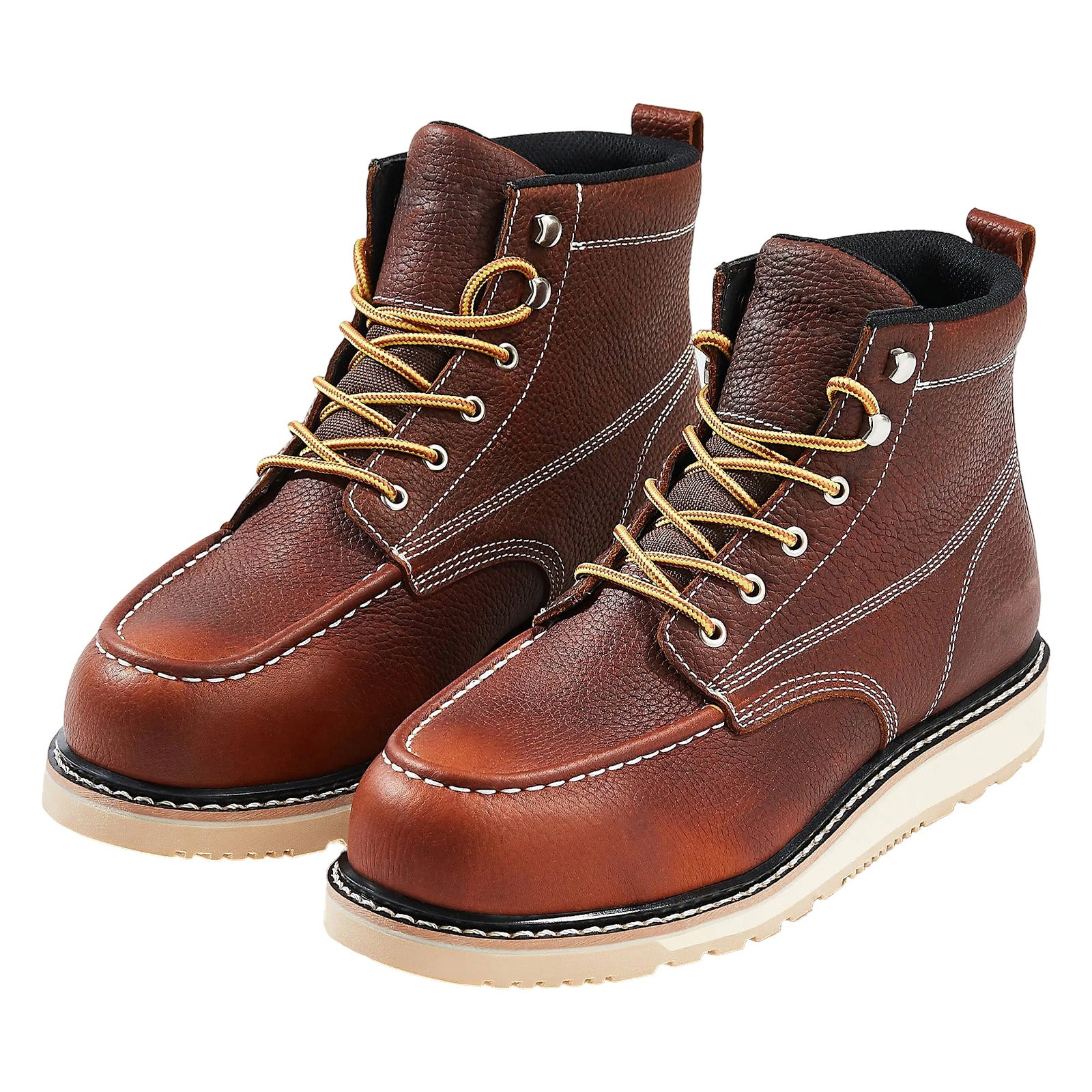 UK Taille SucceBuy 9,5 Bottes de travail embout acier,mocassin imperméable,antidérapantes,semelle EVA légère - 3