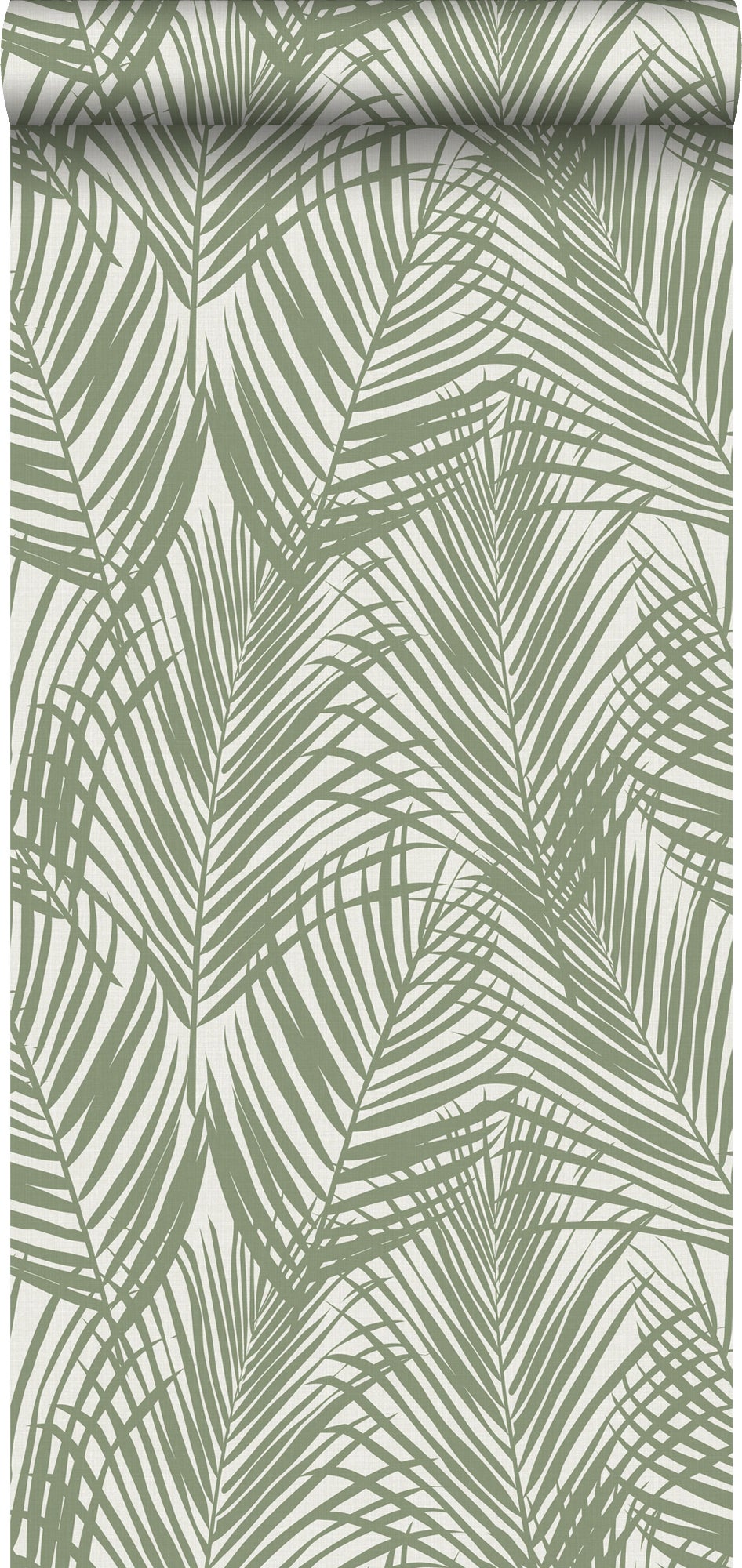 Papel pintado hojas de palmera verde oliva agrisado - 0,53 x 10,05 m - estahome