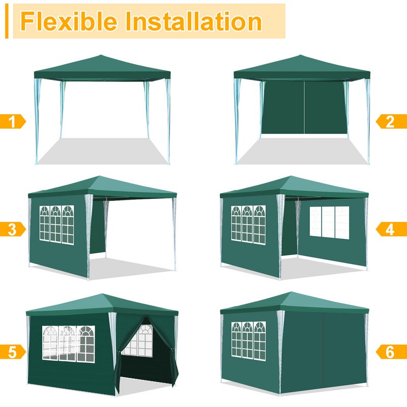 Tente Pavillon Étanche Terrasse – Pavillon de terrasse avec fixation, tente de jardin parfaite pour les fêtes 3x3m Vert - 3