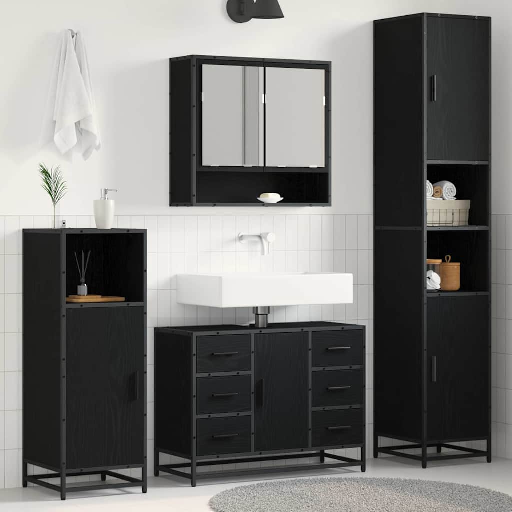Juego de muebles de baño de 3 piezas, roble negro.