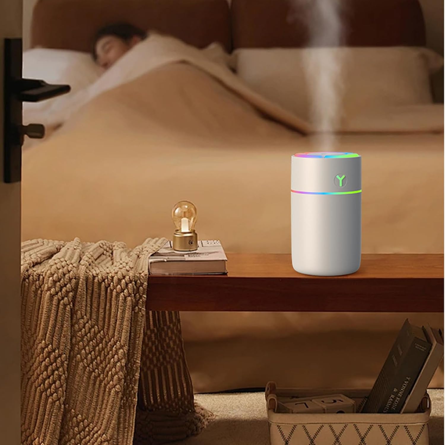 Diffuseur D'Huiles Essentielles Pour Voiture - Humidificateur Portable USB Avec Lumières Colorées, 260ml, Noir