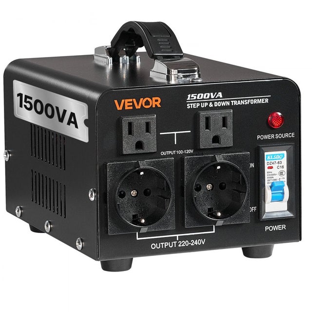 Transformador 1500VA, converte 110V/220V, proteção disjuntor