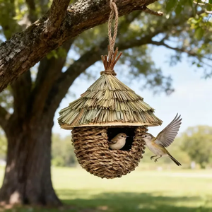 Casetta Per Uccelli In Legno Naturale Da Appendere, Decorativa Per Giardino, 20x15 Cm Circa, Con Foro Di Osservazione
