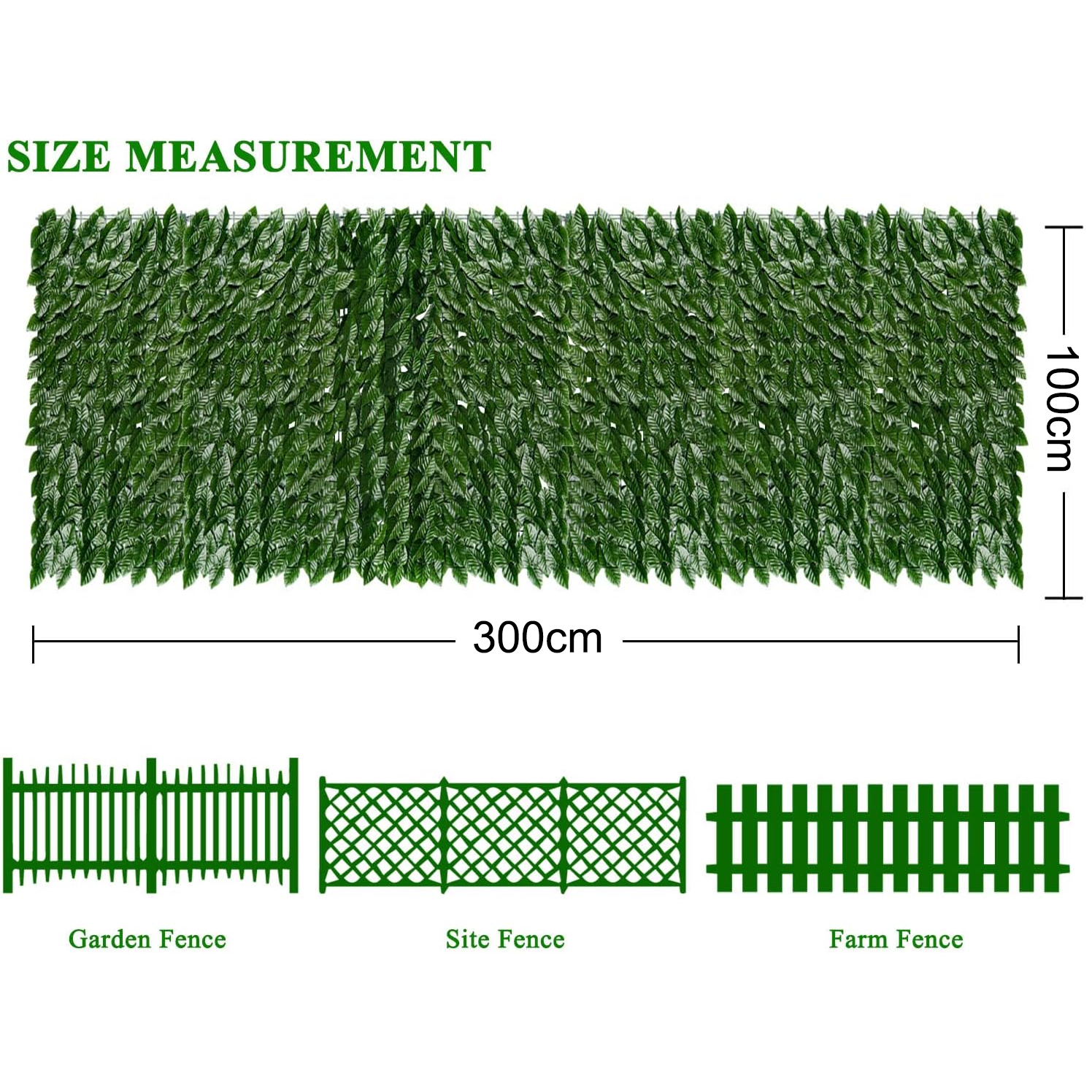 Écran d'Intimité en Lierre Artificiel pour Clôture, Haie Artificielle 100cm x 300cm, Panneaux de Haie Faux, Décoration de Jardin Extérieur - 2