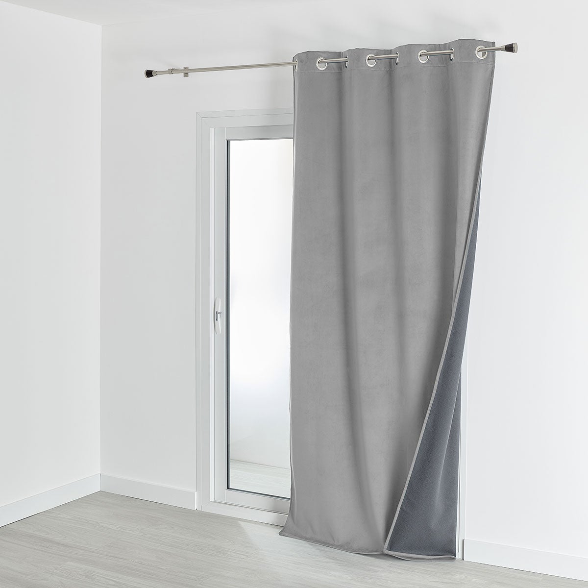 2 Pièces De Rideaux Voilage Blanc Et Gris 140X225 Cm Fils Teints Rayé À