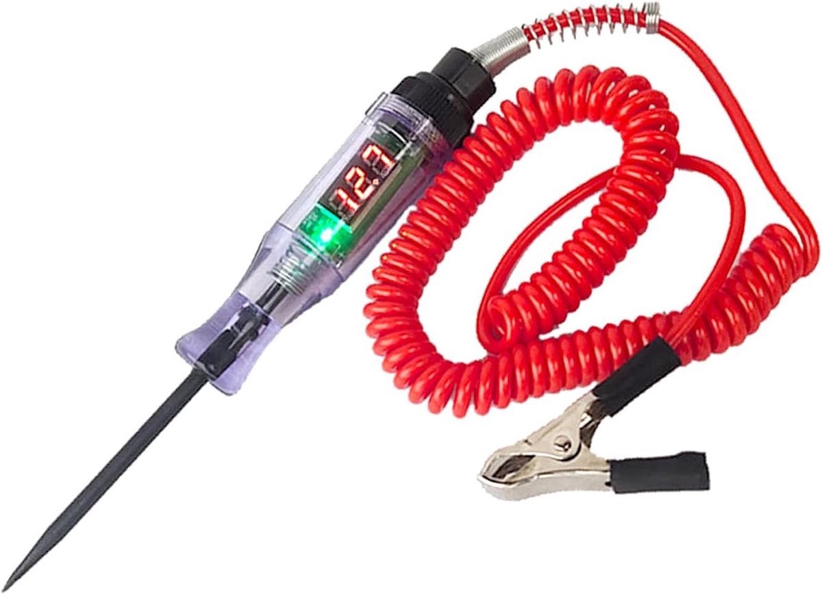 Stilou electric digital pentru automobile, lampă de testare a circuitelor auto 6V-12V-24V DC, lampă de testare cu fir cu arc extins de 1,8 metri...