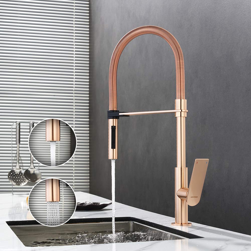 Rubinetto Cucina Ad Alta Pressione Con Doccetta Estraibile - Design Americano, Cartuccia Ceramica, Nero
