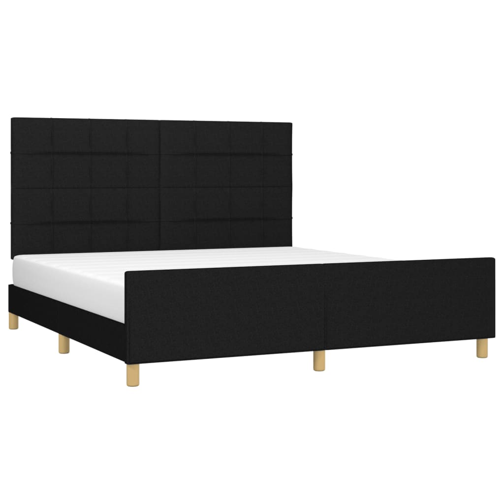 Cadre de lit sans matelas, tissu noir, pour la chambre, 180 × 200 cm - 3