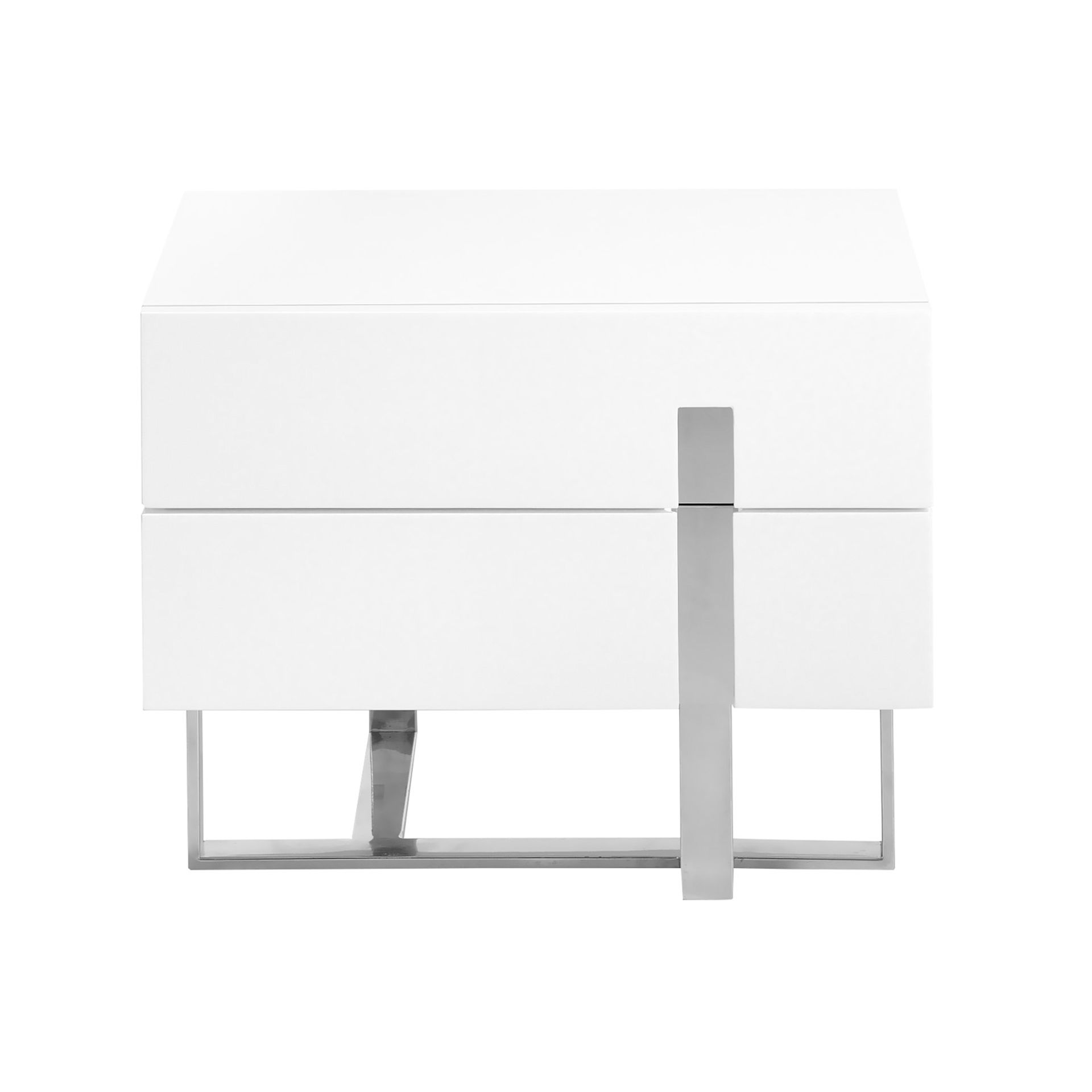 ANGEL CERDA Table de chevet bois blanc et acier chromé - 3