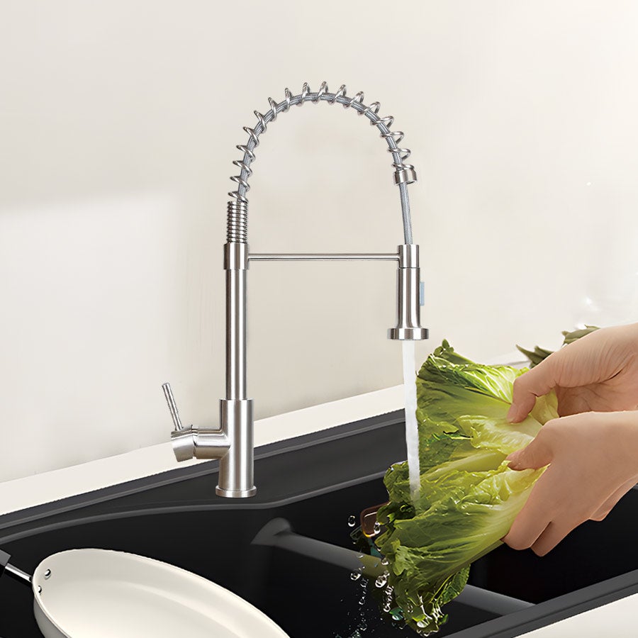 Grifo Baño Negro Grifo De Cocina Extrau00edble Cepillado Grifo