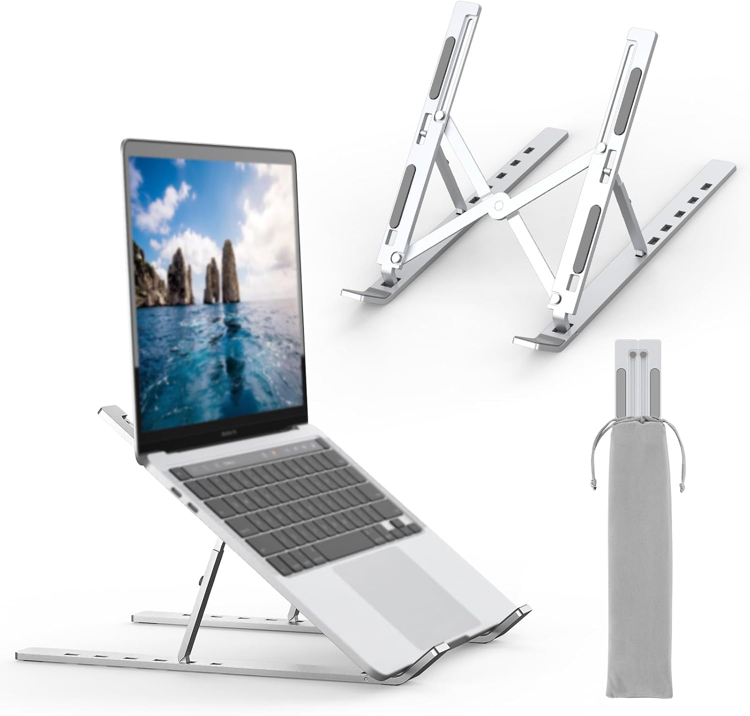 Składana podstawka pod laptopa, 6 regulowanych kątów, kompatybilna z większością laptopów od 10 do 17,3 cala