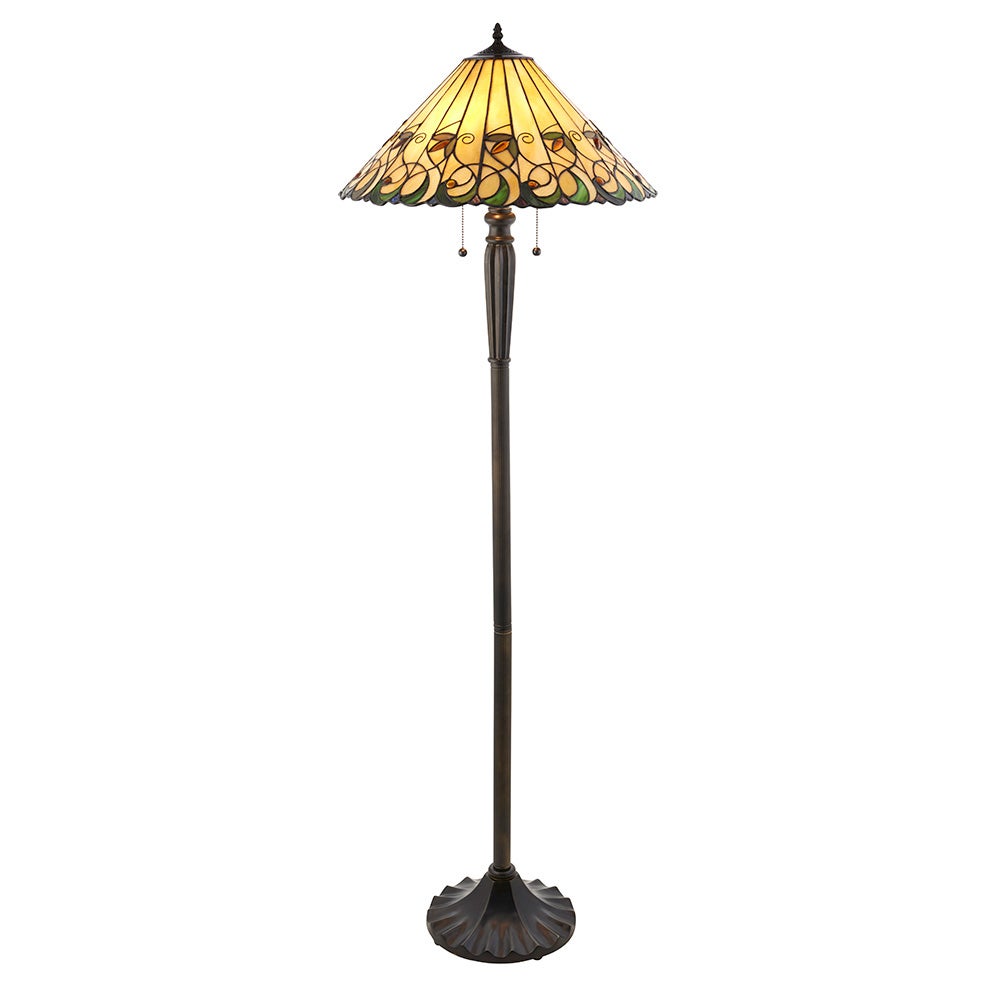 Lampa stojąca kwiaty JAMELIA czarna 2xE27x20W szkło wym:157,5x50x50cm IP20 Tiffany