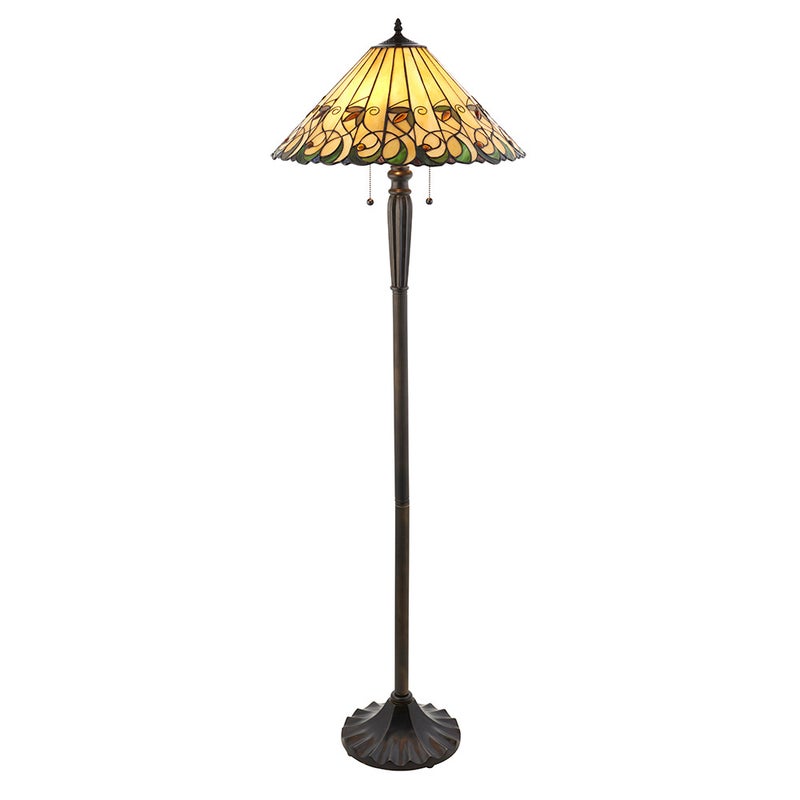 Lampa stojąca kwiaty JAMELIA czarna 2xE27x20W szkło wym:157,5x50x50cm IP20 Tiffany