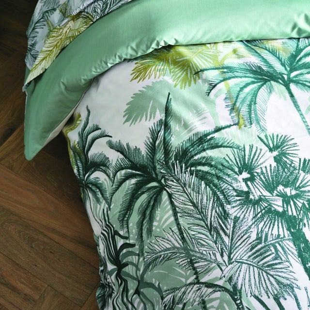 Drap plat style colonial - Vert - 180x290 cm - Percale de coton/Coton
