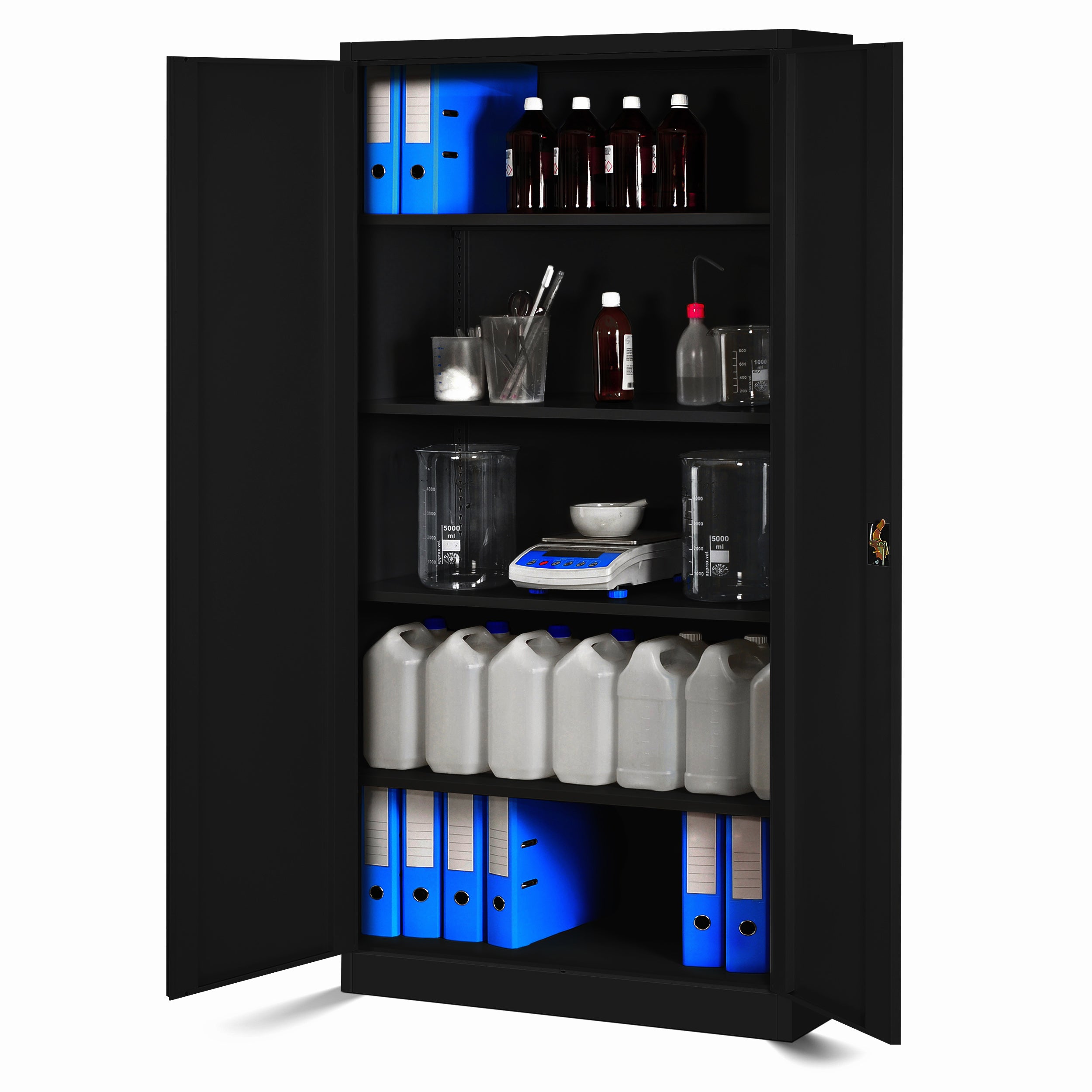Armoire de Bureau de Rangement Métallique 4 étagères réglables 185 cm x 90 cm x 40 cm Noir - 5