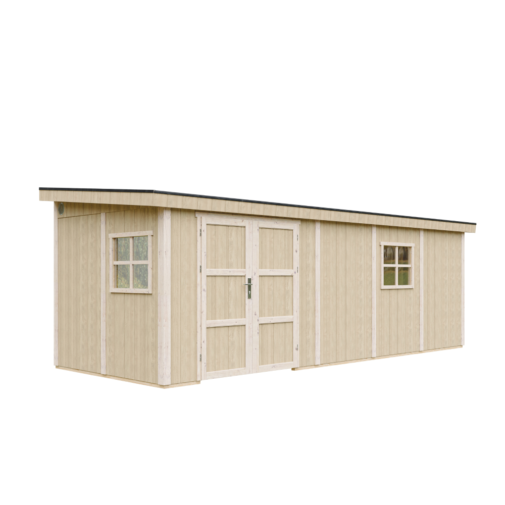 Szopa ogrodowa najwyższej jakości 14,3 m² - wys. 231 x 248 x 648 cm - bez podłogi i ścian bocznych - Timbela M941B