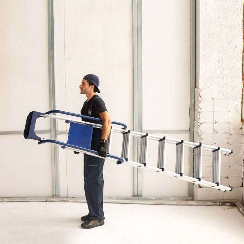 HOSTRÖM Escabeau 8 marches Secure pro, aluminium renforcé, sécurisé avec rampes, tablette porte-outils, hauteur plateforme 182cm, charge 150kg - 5