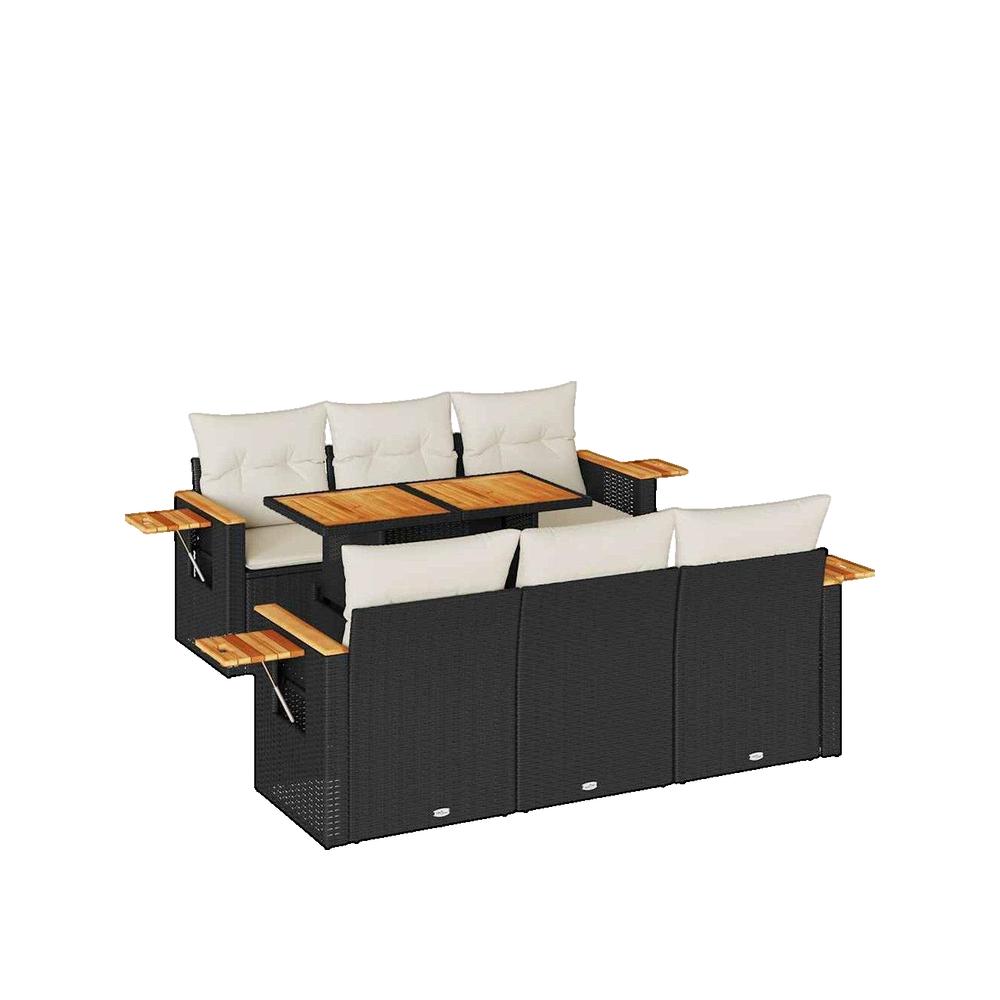 Komplet mebli ogrodowych vidaXL 7 szt czarny rattan akacja modułowy