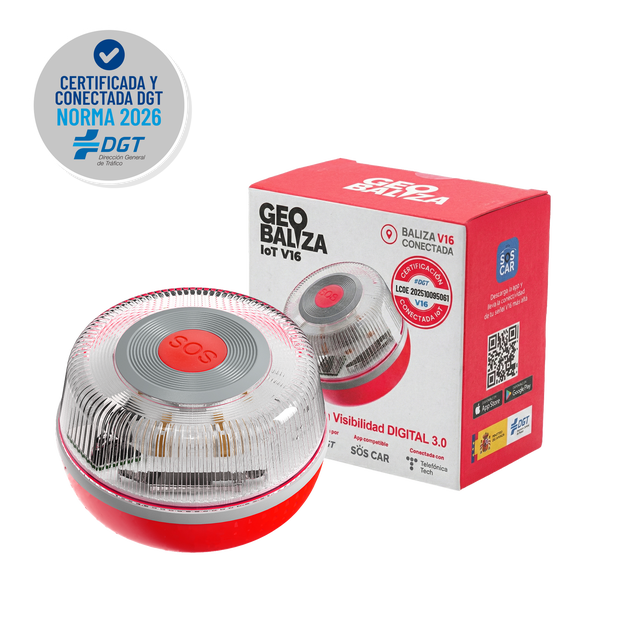 Baliza GEOBALIZA IoT V16 Conectada, certificada por DGT - Compatible con V27 y APP
