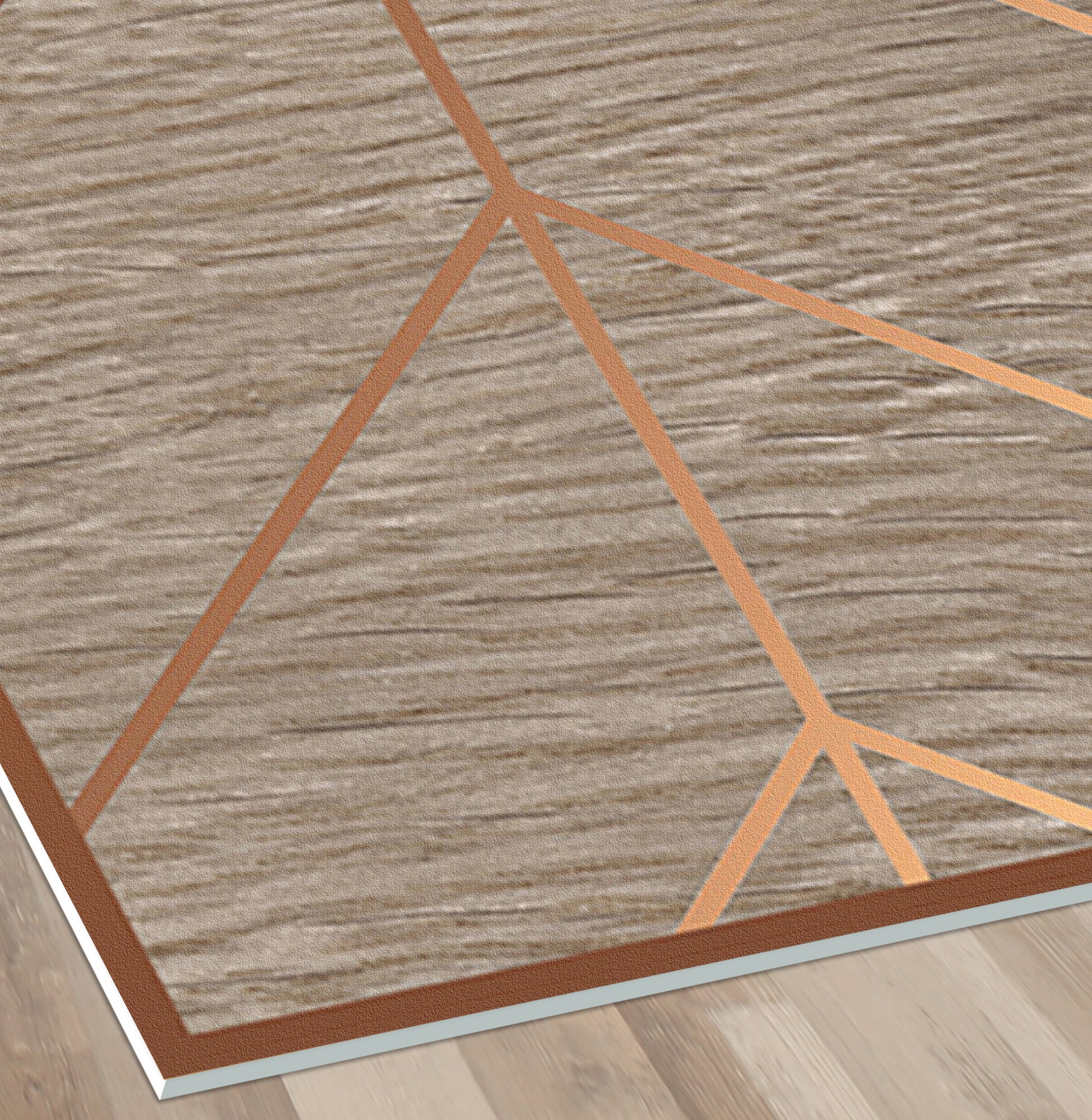 Tappeto antiscivolo in vinile Arcos art-decó con oro 66x180 cm - PVC stampato, lavabile, ignifugo, per salotto e cucina - 4