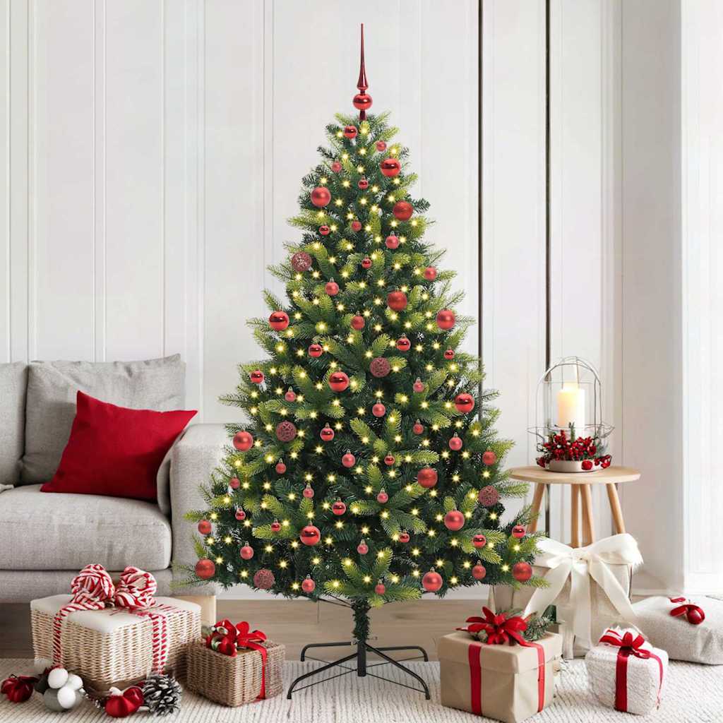 Sztuczna choinka składana 300 LED Zielony 180 cm PVC i PE
