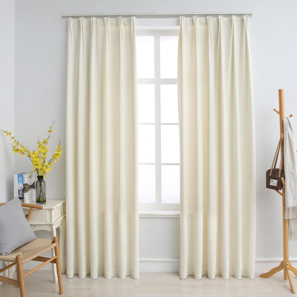 Maison exclusive - cortinas opacas con ganchos 2 pzas terciopelo crema 140x245 cm