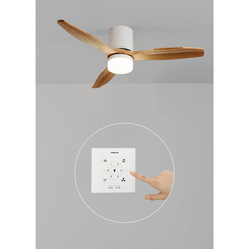 CREATE - WIND CALM LINE - Wentylator sufitowy 40W cichy Ø132 cm 100% drewna -